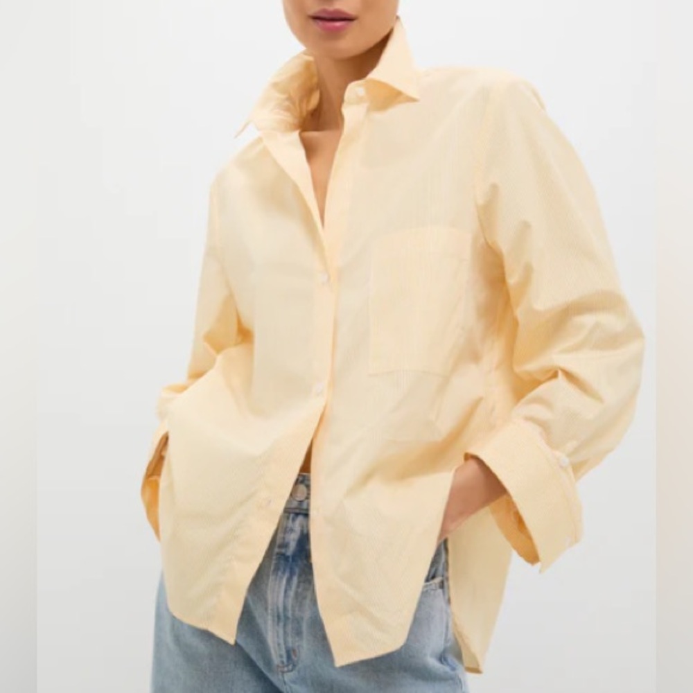 TWP Yellow Striped Button Up